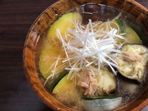 【ツナ缶と夏野菜の味噌汁】～針葱を添えて